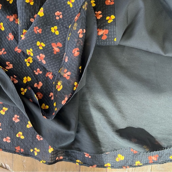 Madewell silk button front swing mini dress feline floral fit and flare size 6 - Picture 4 of 10